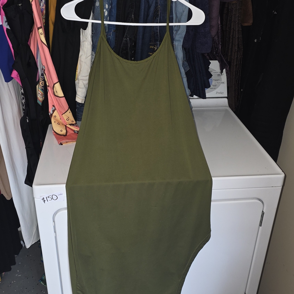Olive Green Women's Slit Dress